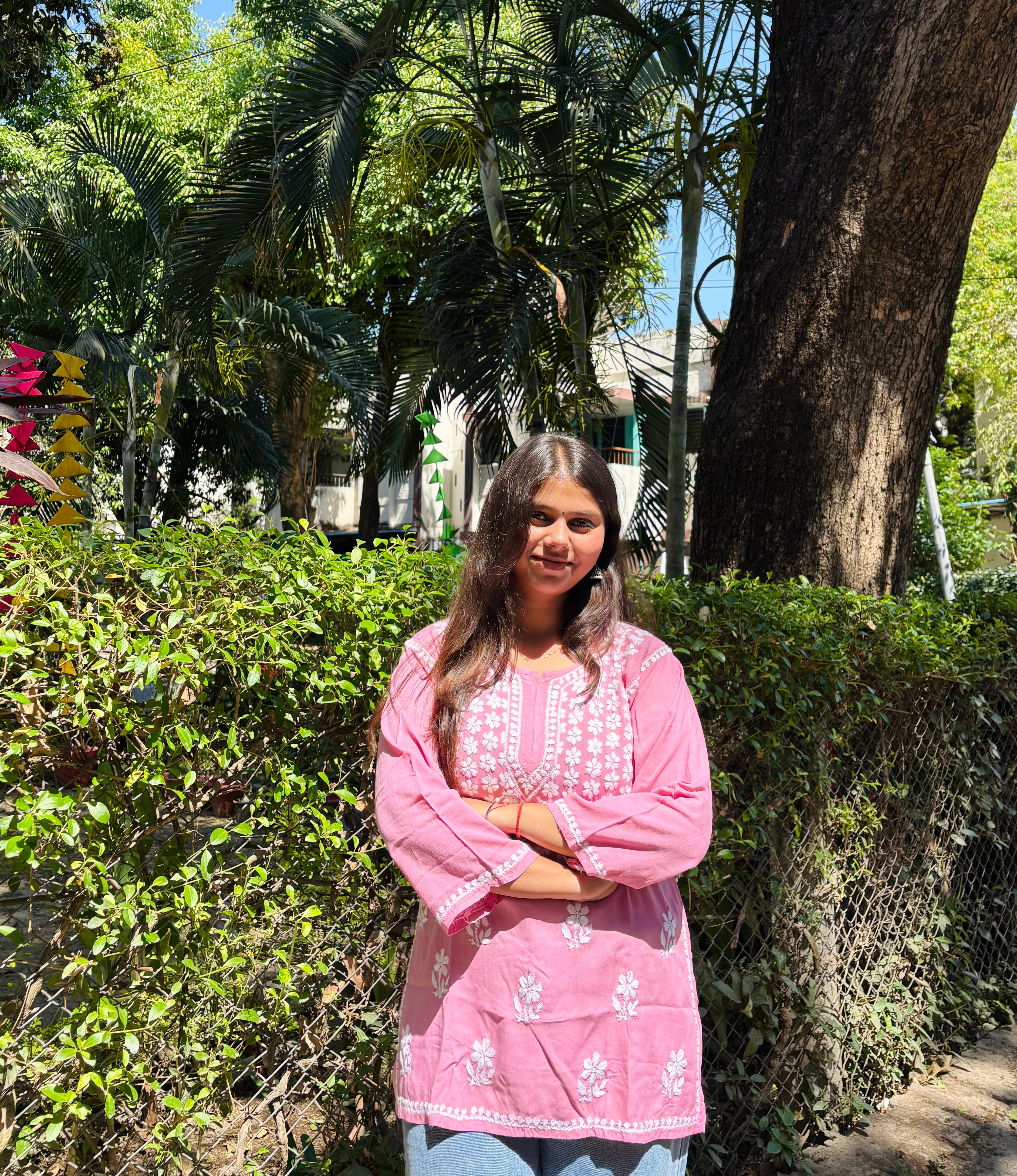 Pure Cotton Short Chikankari Kurti | Pastel Shades with Floral Hand Embroidery