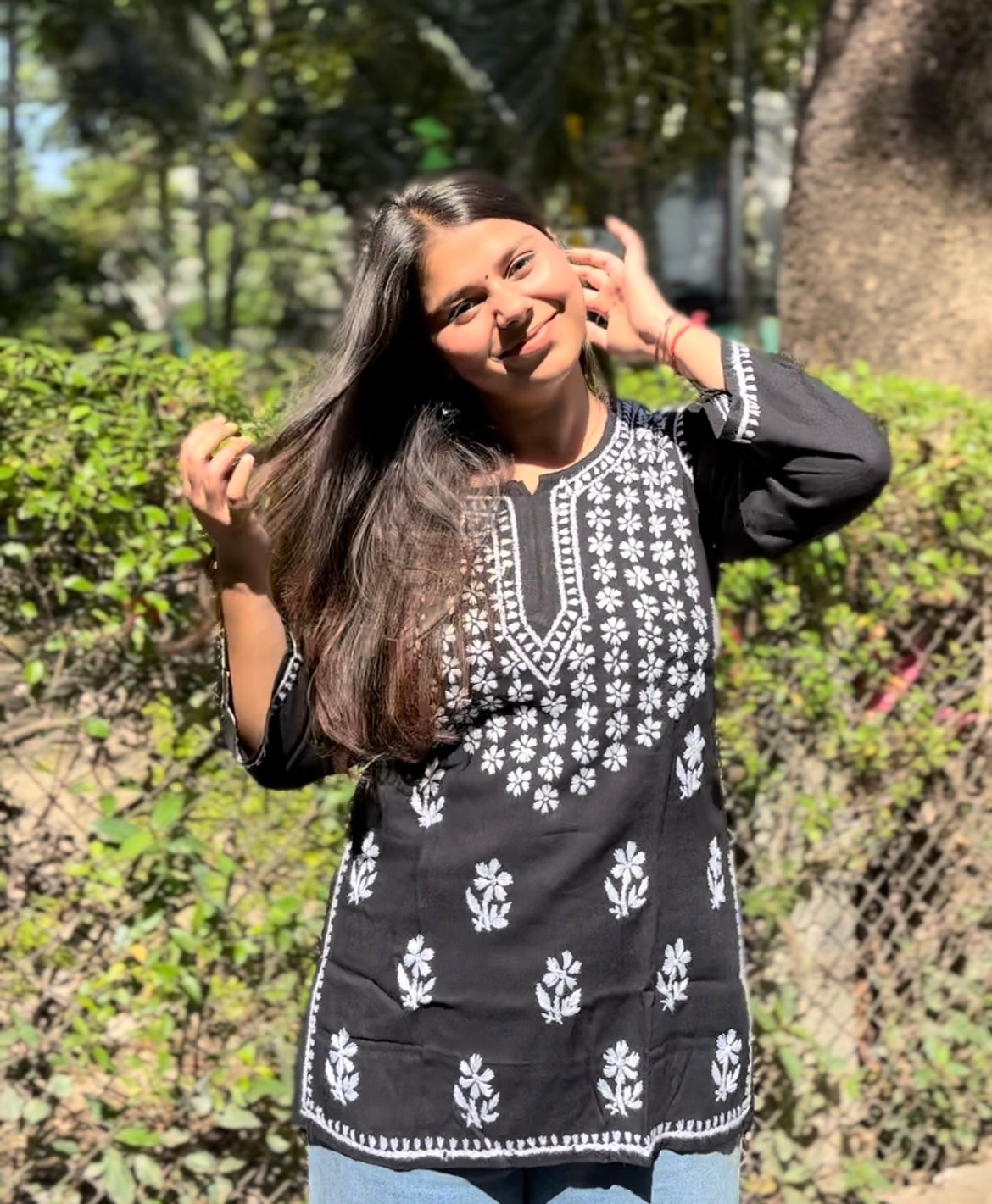 Pure Cotton Short Chikankari Kurti | Pastel Shades with Floral Hand Embroidery
