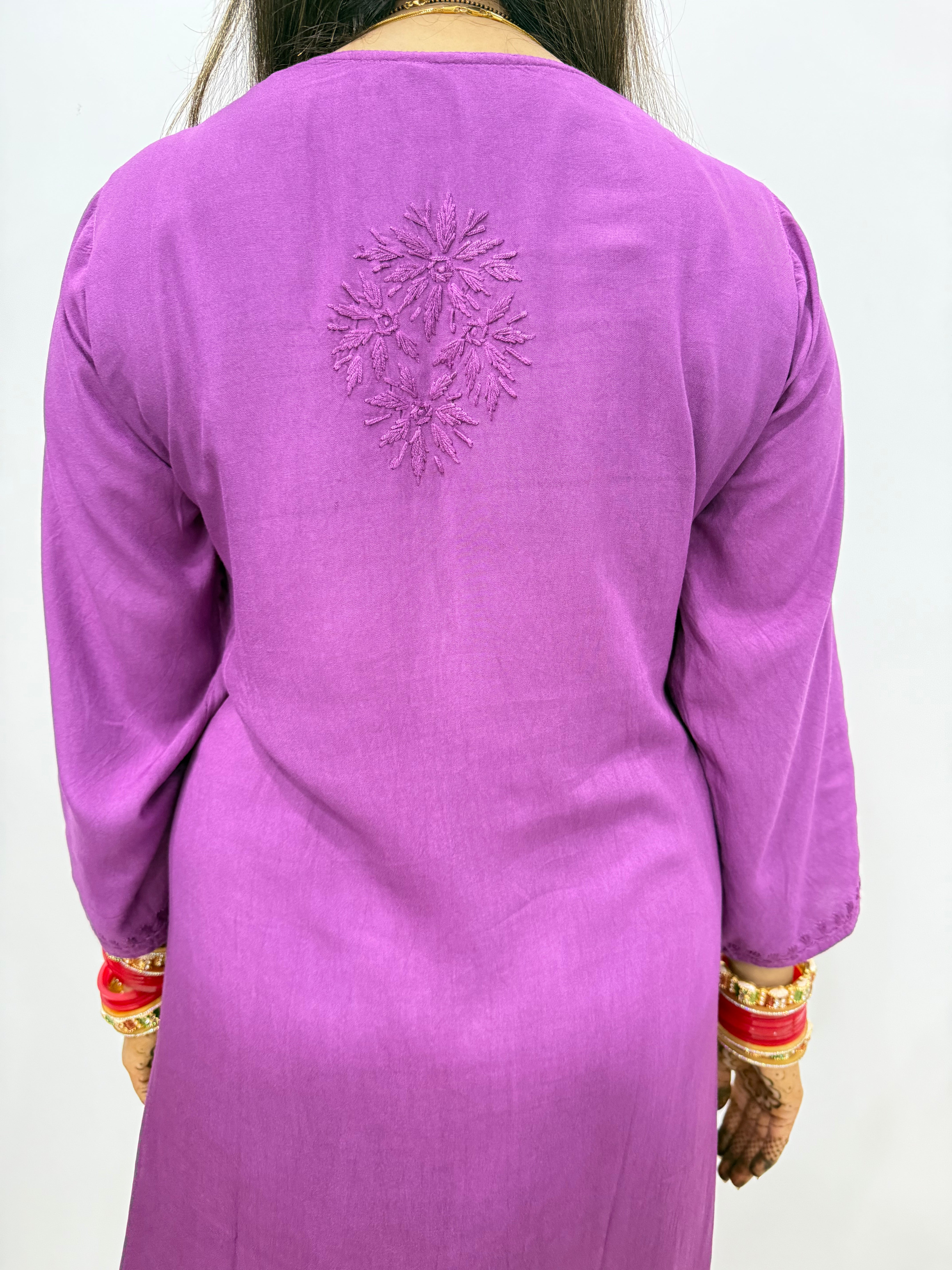 Double Shaded Rayon Chikankari Suit | Hand-Embroidered Kurta with Matching Bottom