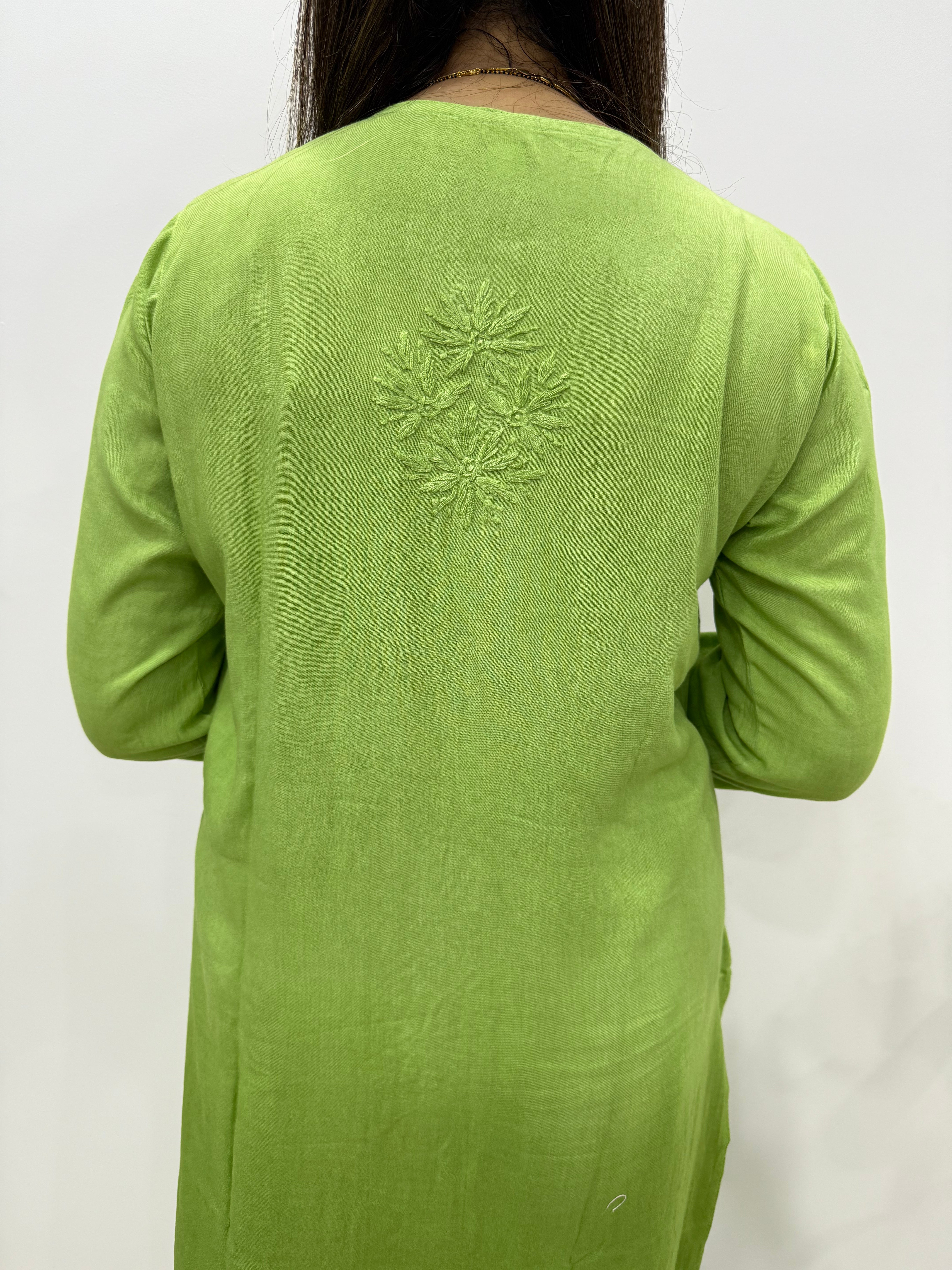 Double Shaded Rayon Chikankari Suit | Hand-Embroidered Kurta with Matching Bottom