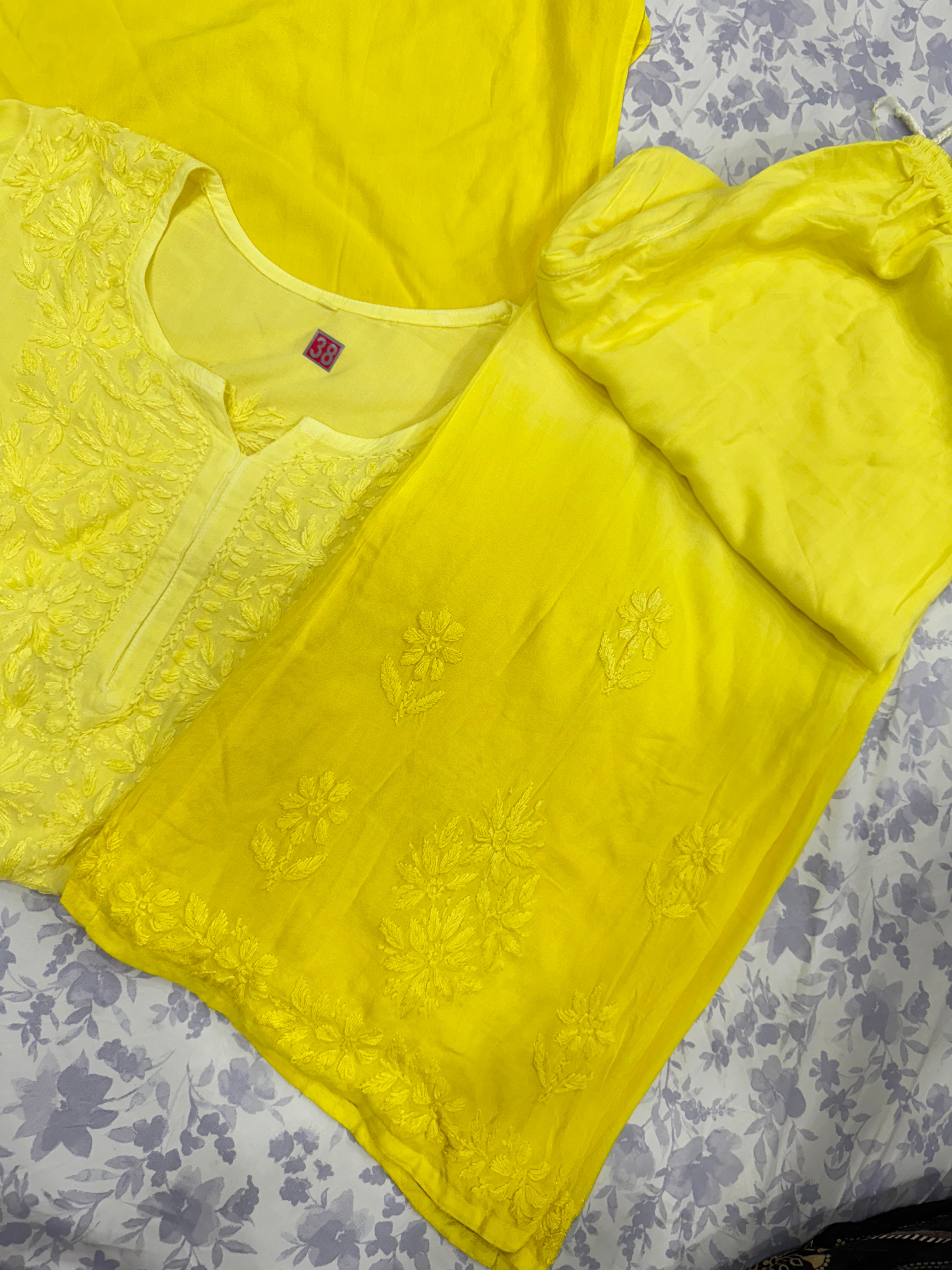 Double Shaded Rayon Chikankari Suit | Hand-Embroidered Kurta with Matching Bottom
