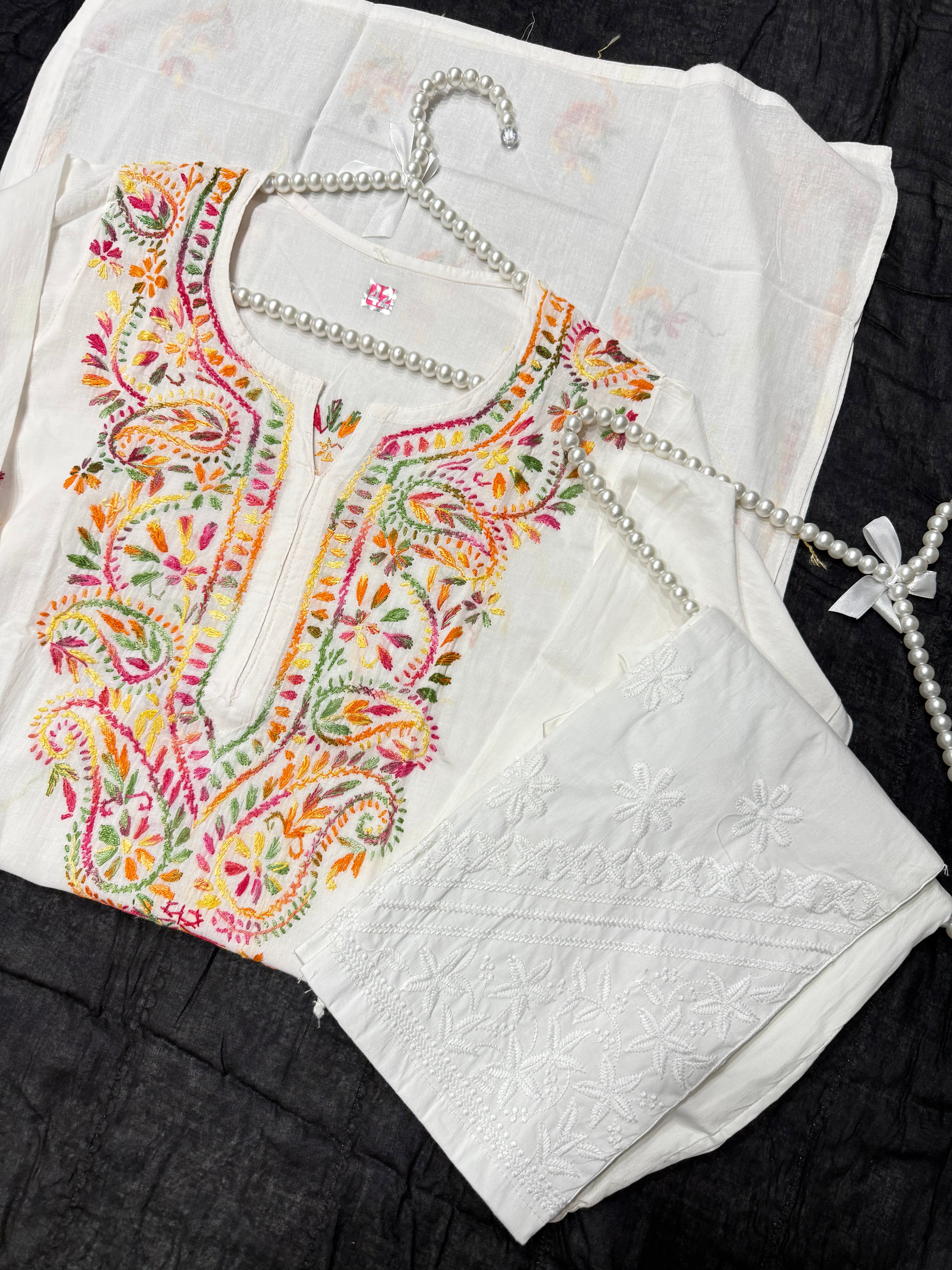Chikankari Pure Cotton 2-Piece Suit with Embroidered Kurta & Salwar